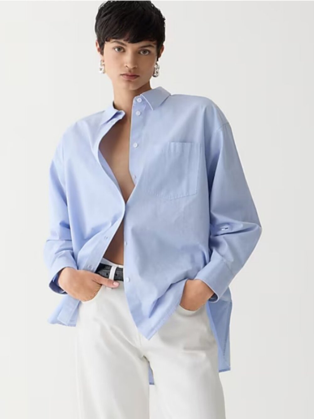 J.Crew Etienne Oversized Shirt in Lightweight Oxford . Blue . Med . Worn Once